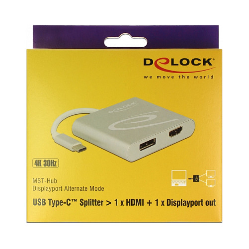 Delock USB-C na HDMI + DisplayPort adapter, MST, DP Alt Mode-0