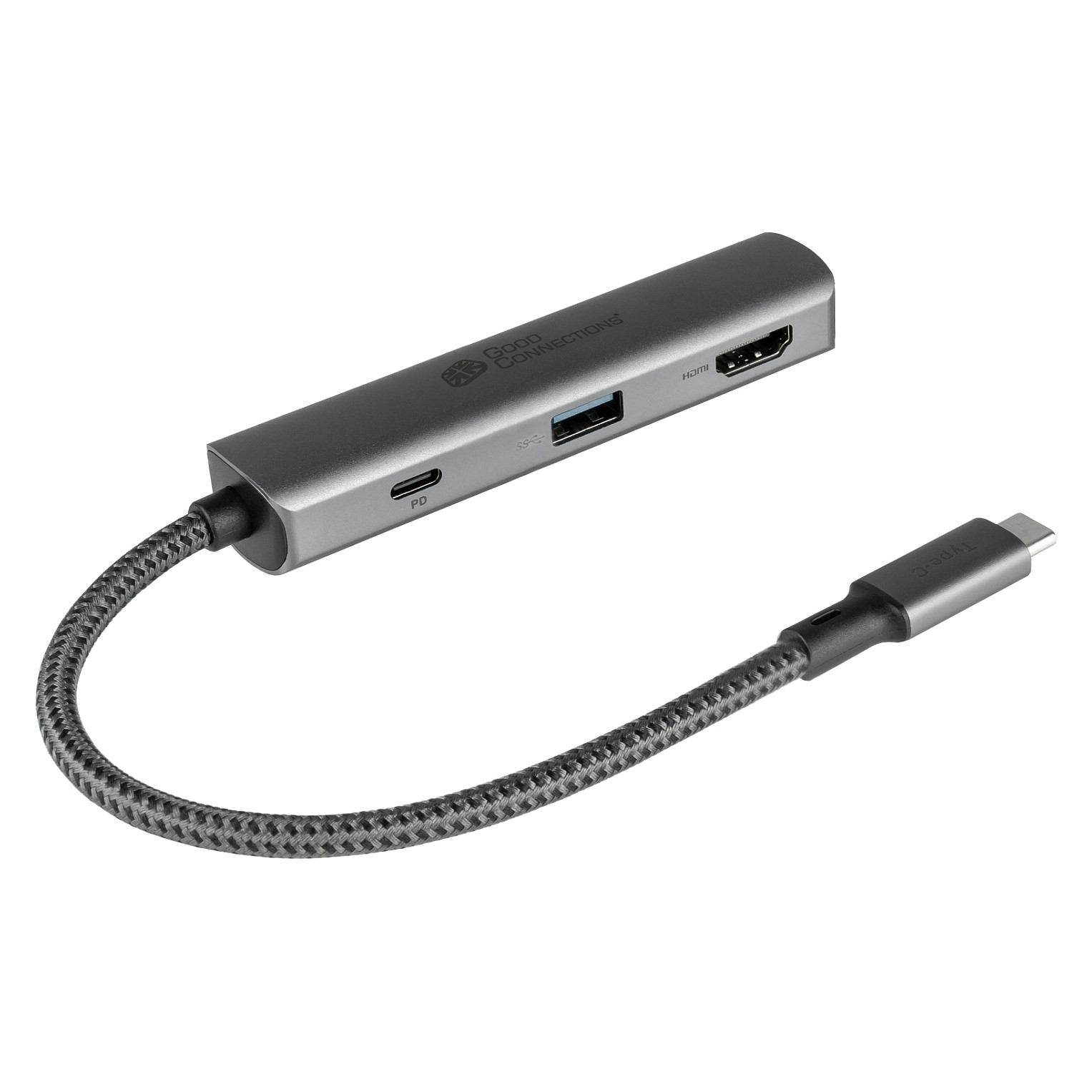 USB-C Hub GOOD CONNECTIONS HUB-C002A 3-u-1 (HDMI, USB-C PD, USB 3.0) antracit siva boja-0