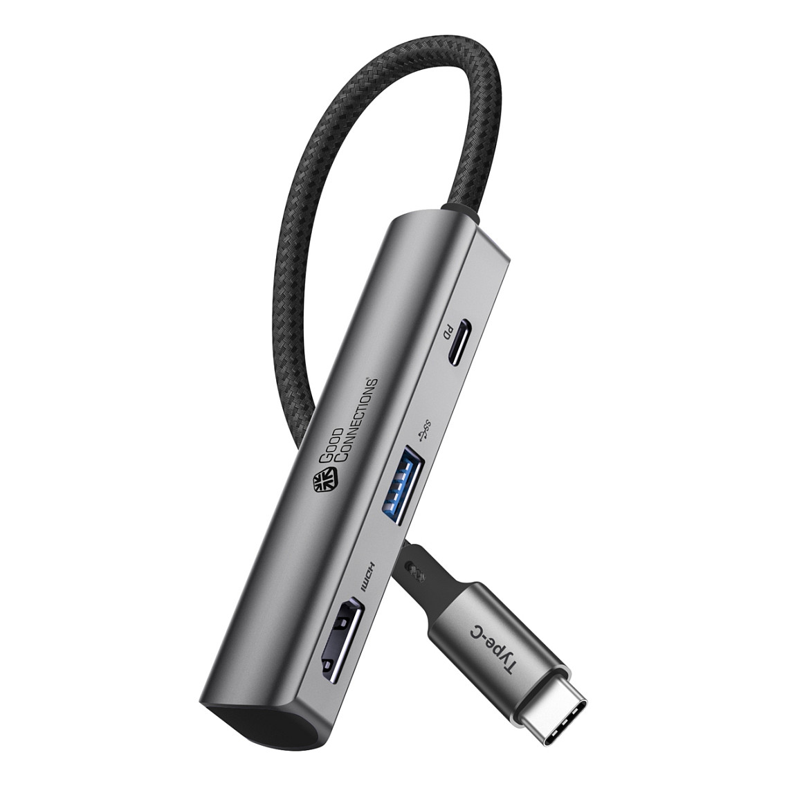 USB-C Hub GOOD CONNECTIONS HUB-C002A 3-u-1 (HDMI, USB-C PD, USB 3.0) antracit siva boja-2