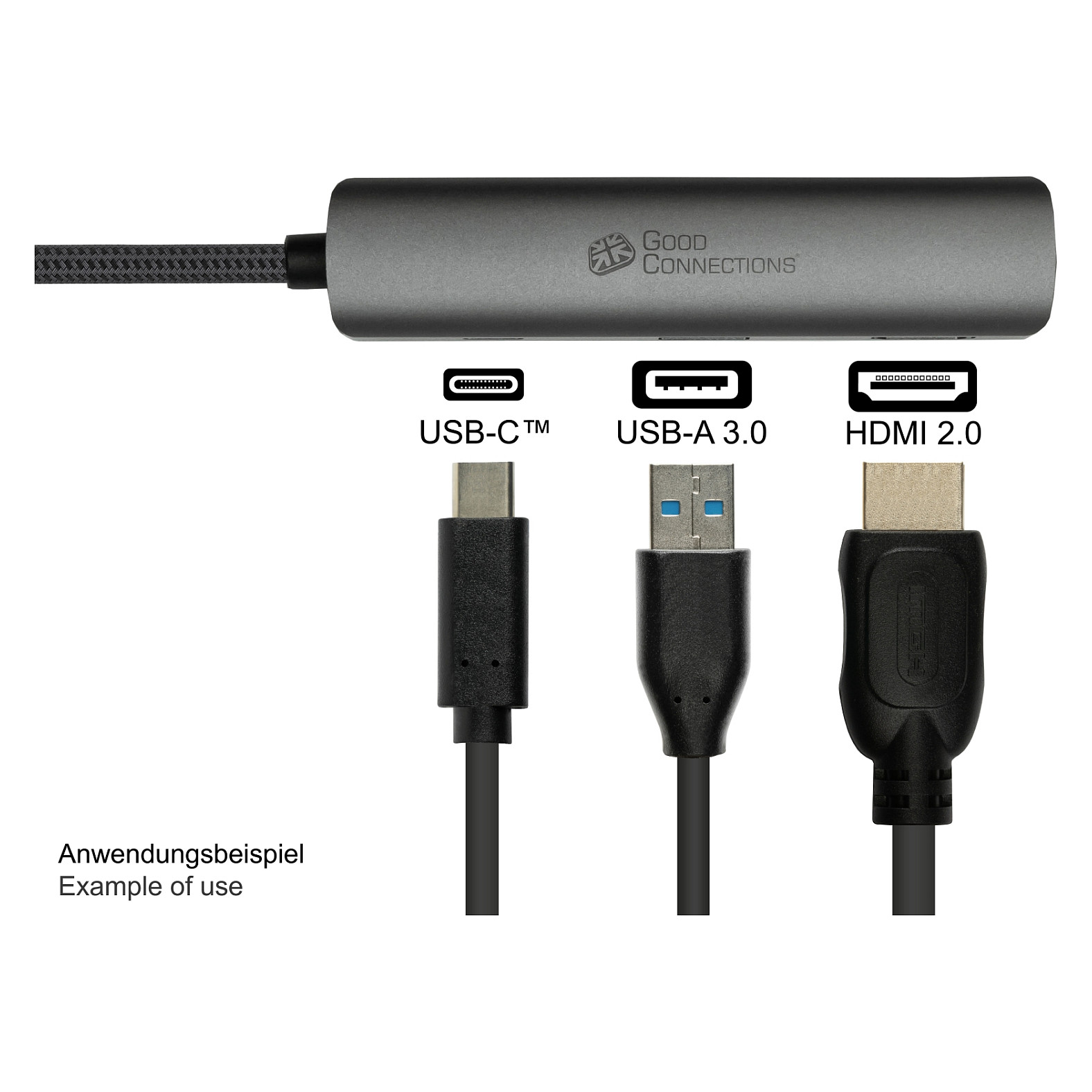 USB-C Hub GOOD CONNECTIONS HUB-C002A 3-u-1 (HDMI, USB-C PD, USB 3.0) antracit siva boja-3