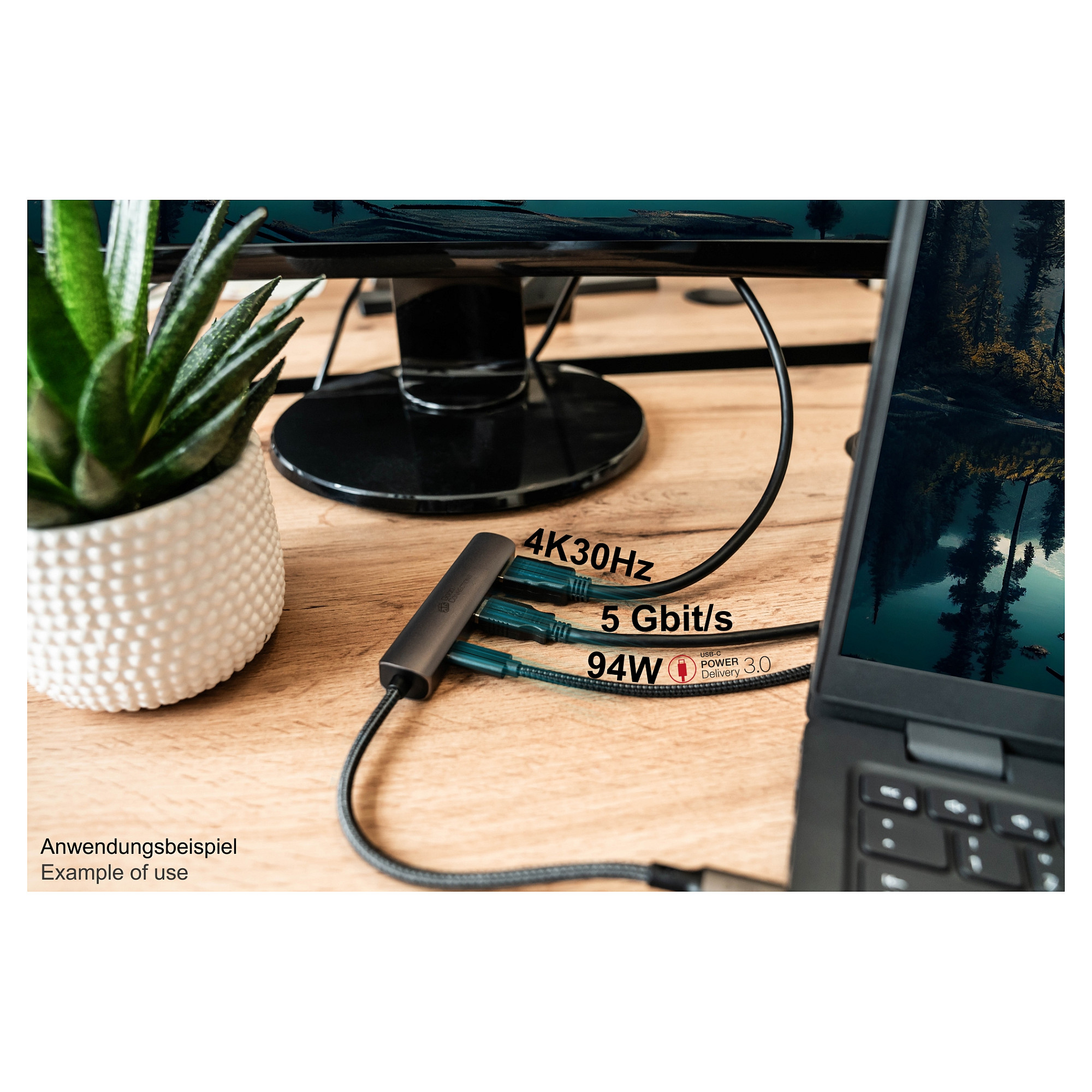 USB-C Hub GOOD CONNECTIONS HUB-C002A 3-u-1 (HDMI, USB-C PD, USB 3.0) antracit siva boja-4