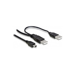 Kabel DELOCK USB 2.0 Y 2x USB-A (M) na Mini-USB (M), 0.7 m