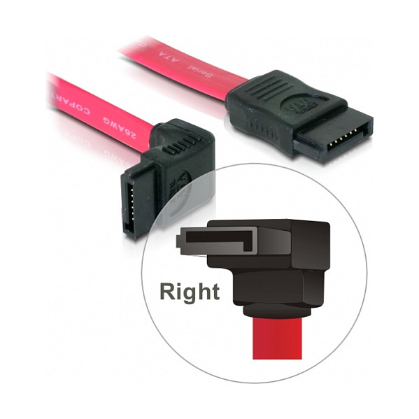 SATA kabel DELOCK 6 Gb/s 50 cm (ravni na 90° kutni) crvena boja-0