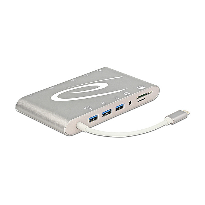 USB-C Docking Stanica DELOCK 4K (DP, HDMI, VGA, LAN, USB 3.0) srebrna boja-0
