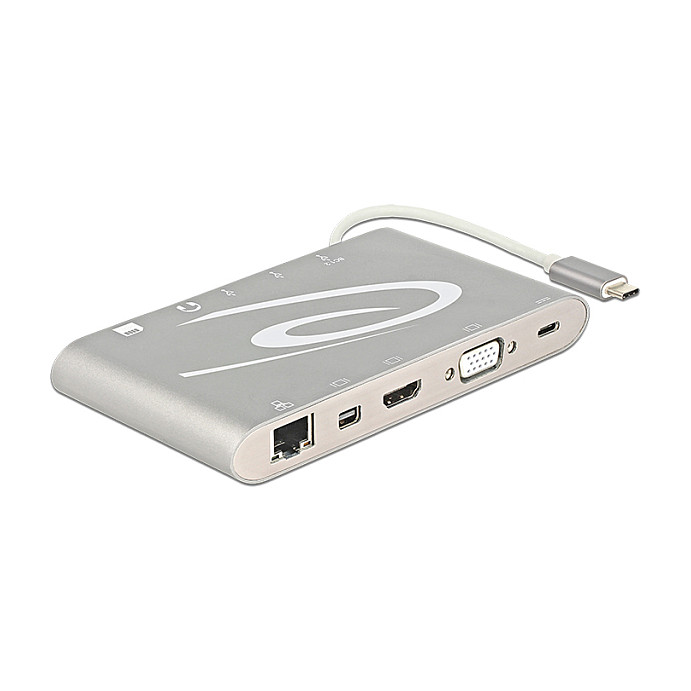 USB-C Docking Stanica DELOCK 4K (DP, HDMI, VGA, LAN, USB 3.0) srebrna boja-1