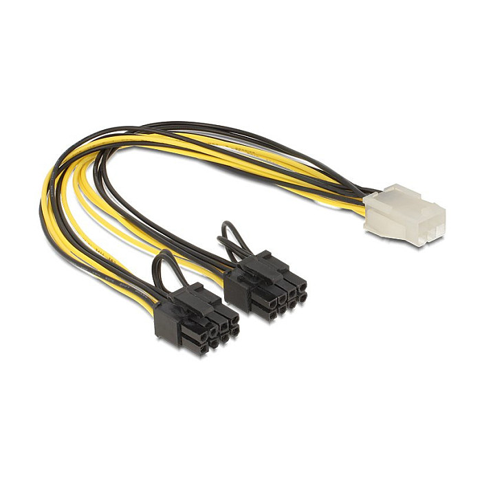 Kabel za napajanje DELOCK PCIe 6-pin na 2x 8-pin (6+2), 30 cm