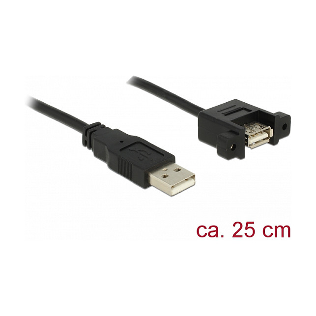 Delock USB-A produžni kabel 0.25m, crni