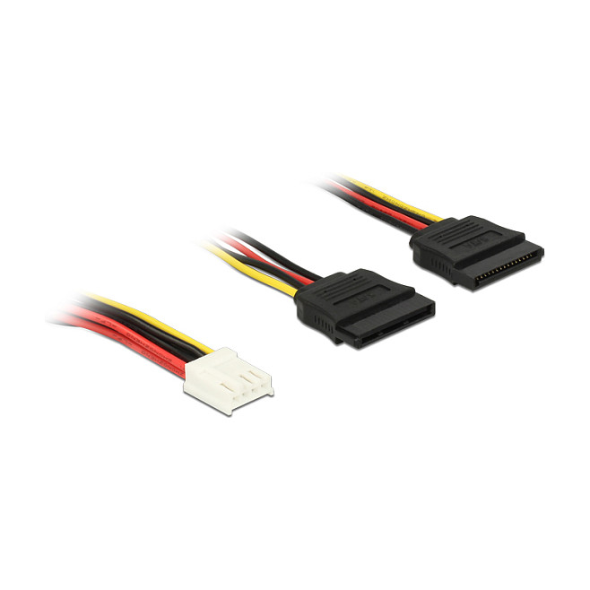 Delock Power Kabel Floppy 4-pinski (Ž) na 2x SATA 15-pinski (M), 15 cm
