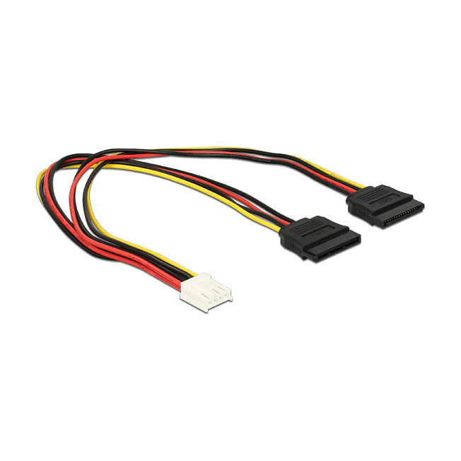 Delock Power Kabel Floppy 4-pinski (Ž) na 2x SATA 15-pinski (M), 15 cm-1