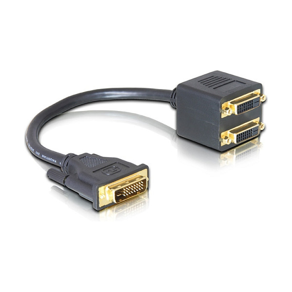 Adapter DELOCK DVI-I Y-razdjelnik (1x muški na 2x ženski), 20 cm-0