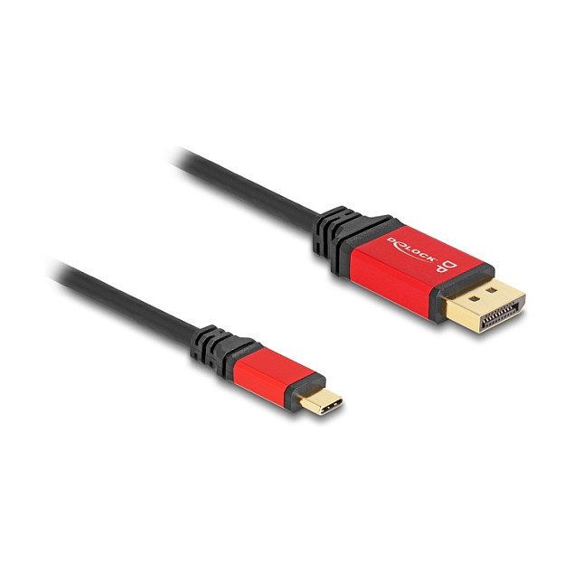 Delock USB-C na DisplayPort kabel, 8K 30Hz, HDR, DP Alt Mode, 1m, crveni-0
