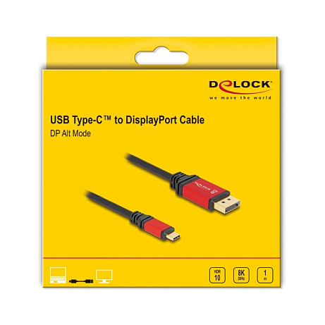 Delock USB-C na DisplayPort kabel, 8K 30Hz, HDR, DP Alt Mode, 1m, crveni-2