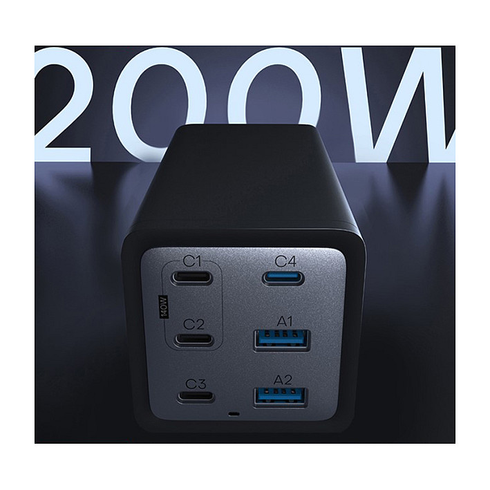 Punjač CONCEPTRONIC ALTHEA05B 6-portni GaN 200W (4x USB-C, 2x USB-A) crna boja-5