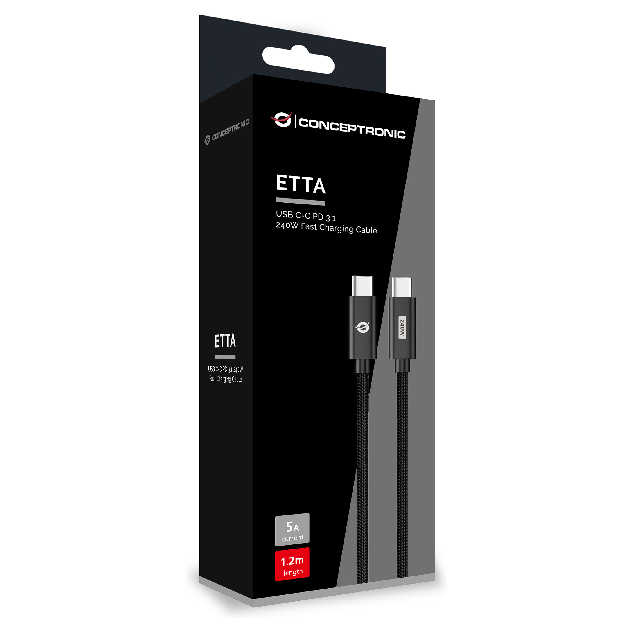 Conceptronic USB-C na USB-C kabel, 240W, 1.2m, crni-3