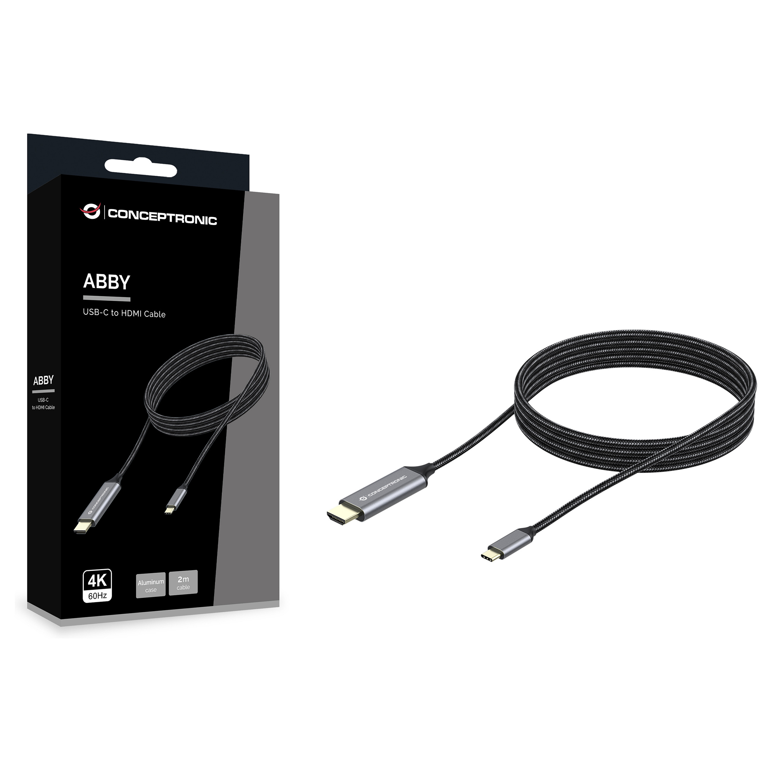 Conceptronic USB-C na HDMI 2.0 Adapter Kabel, 4K/60Hz, 2m, sivi-1