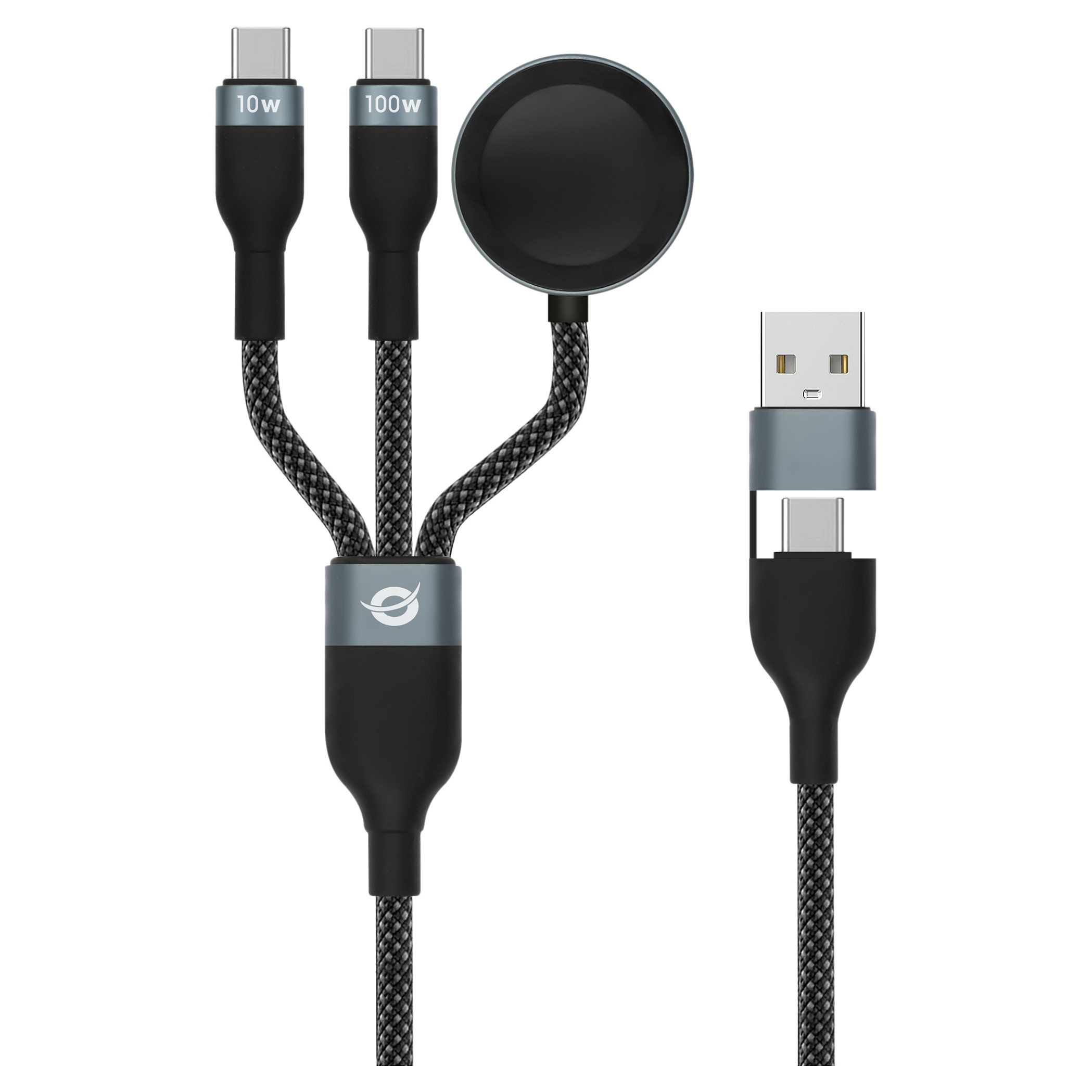 Conceptronic 2-u-1 USB-C na USB-C/A kabel s PD podrškom, 1.5m, crni