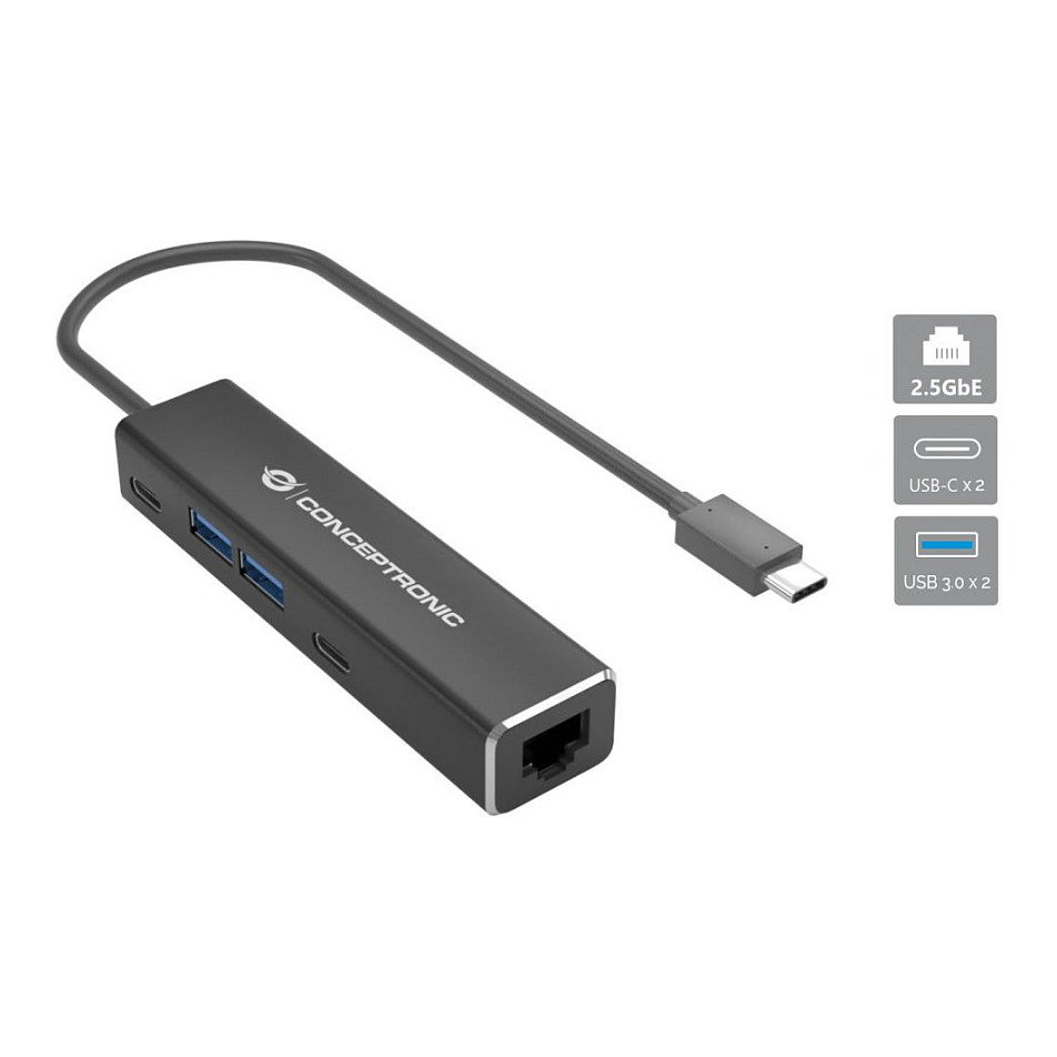 Conceptronic USB-C 3.2 Multiport Adapter s 2.5GbE LAN, 2x USB-C, 2x USB-A-1