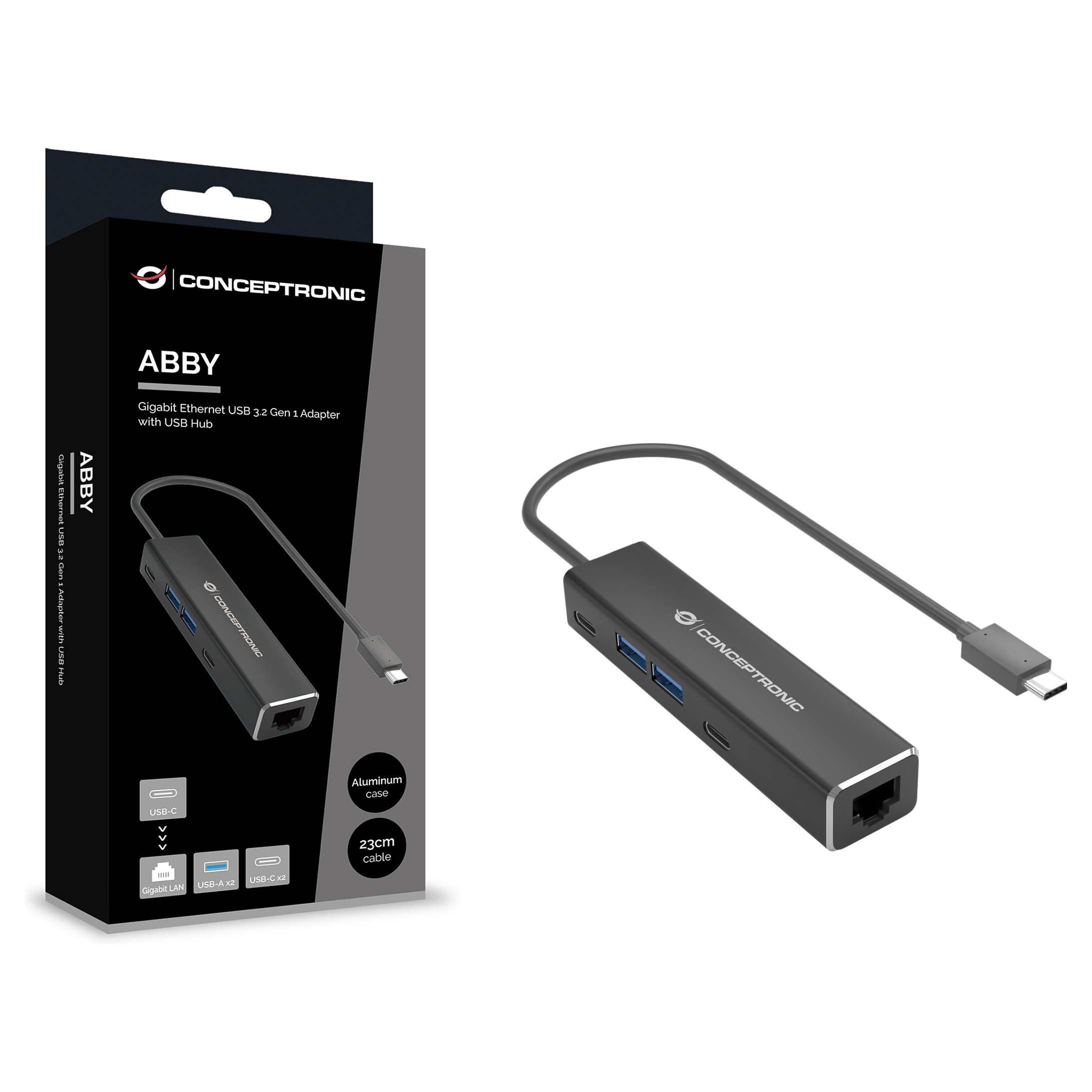 Conceptronic USB-C 3.2 Multiport Adapter s 2.5GbE LAN, 2x USB-C, 2x USB-A-2