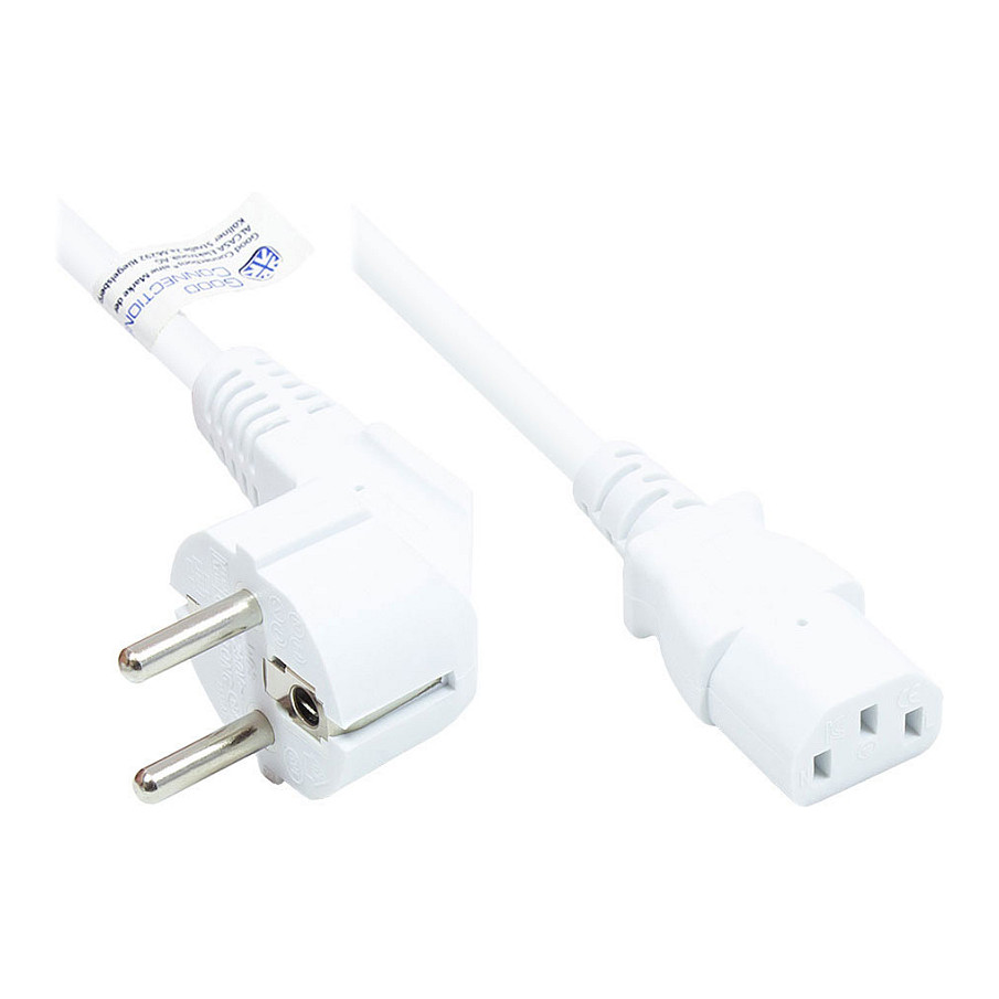 Kabel za napajanje GOOD CONNECTIONS Schuko na C13 (kutni) 2.5m bijela boja-0