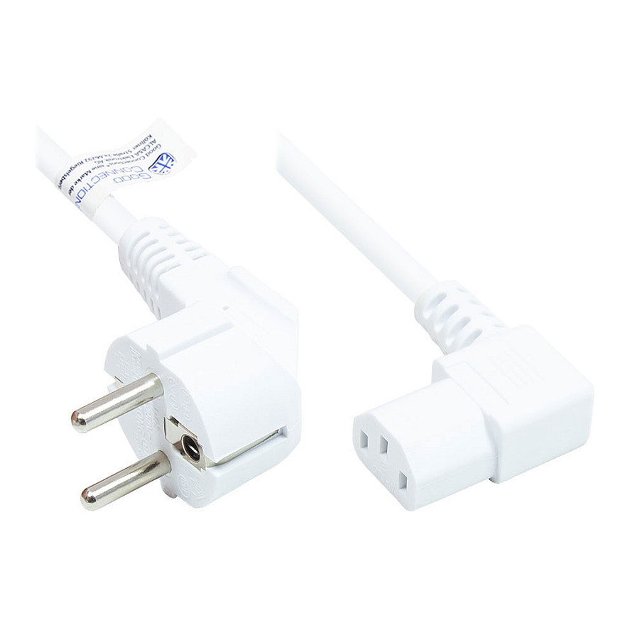 Strujni kabel GOOD CONNECTIONS Schuko na C13 (kutni) 5m bijela boja-0