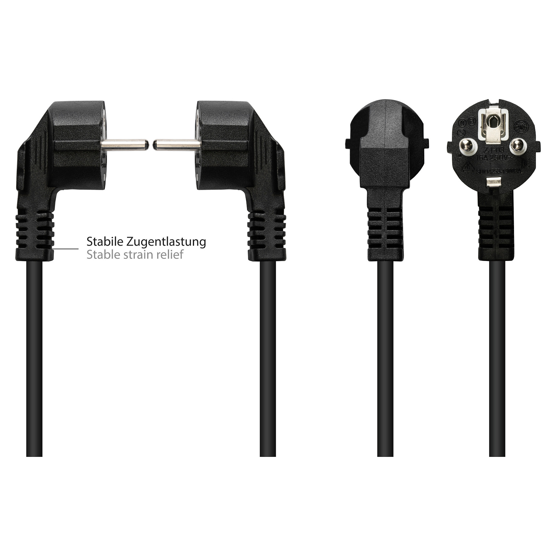 Kabel za napajanje GOOD CONNECTIONS Schuko na C15 (kutni), 5m, crna boja-2
