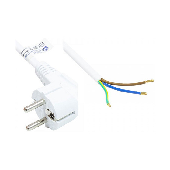 Strujni kabel GOOD CONNECTIONS Schuko kutni na otvoreni kraj (2m, 3x1.00mm², bijela boja)-0