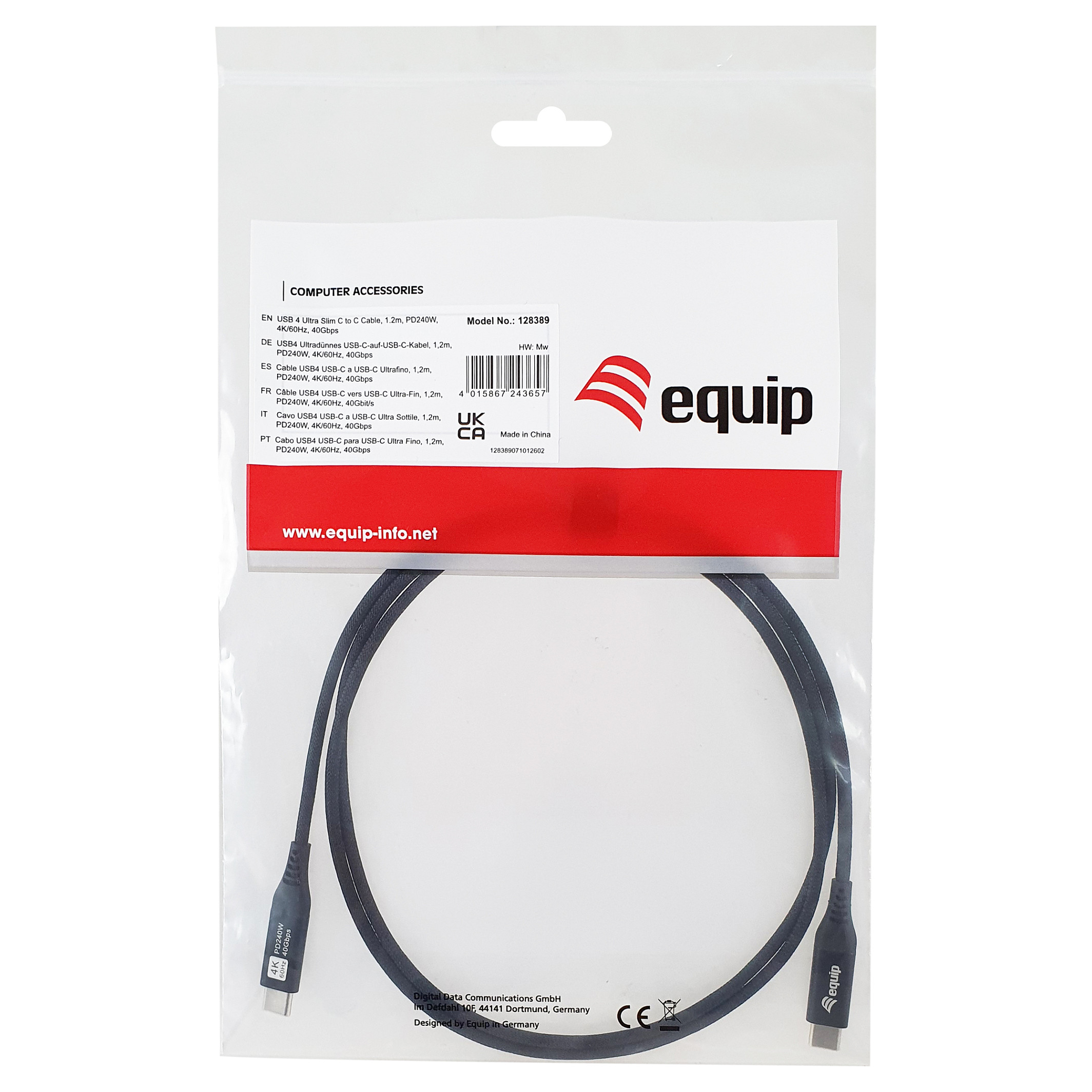 Equip USB 4.0 kabel (USB-C na USB-C), 240W PD, 1.2m, crni-2