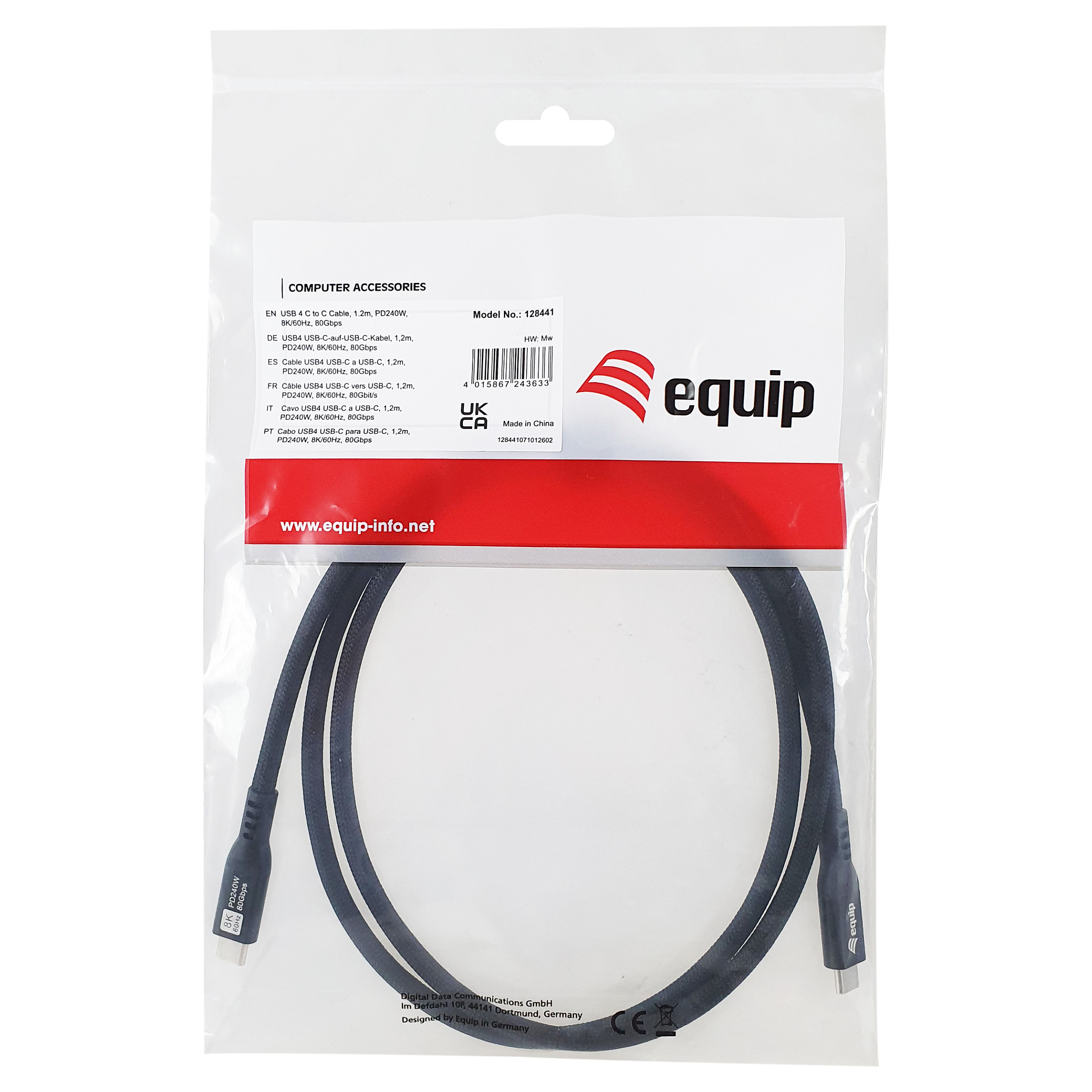 Equip USB-C 4.0 Kabel 80Gbps PD 240W, 1.2m-3