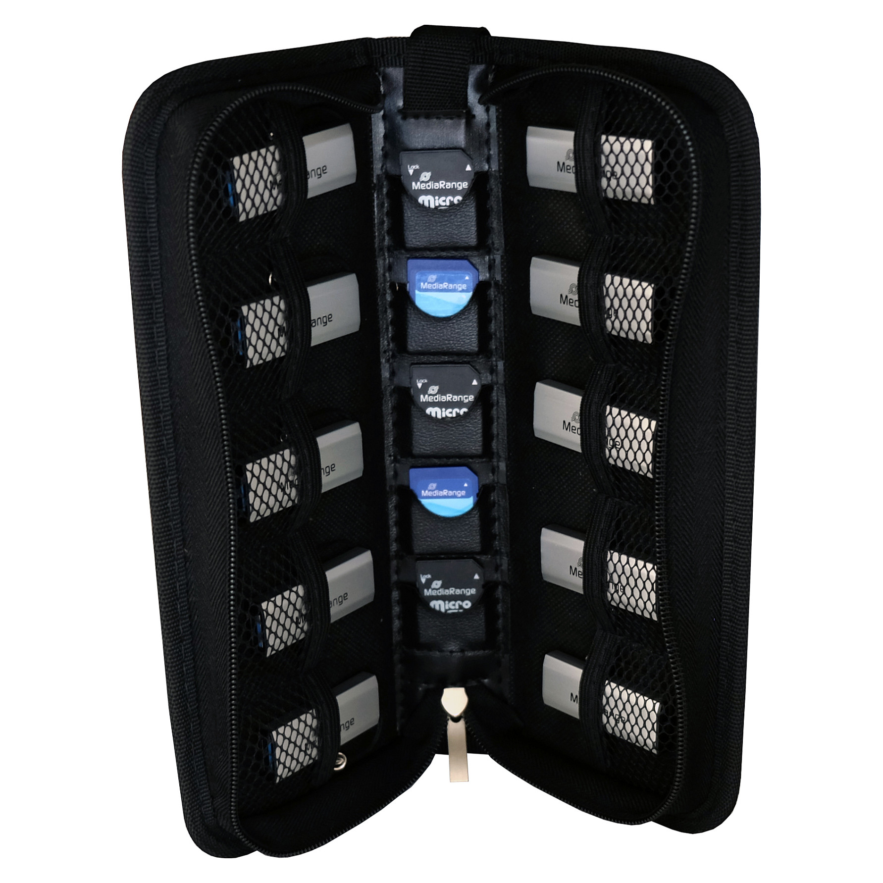 Torbica MEDIARANGE za 5 SD kartica i 10 USB stickova, crna boja-2