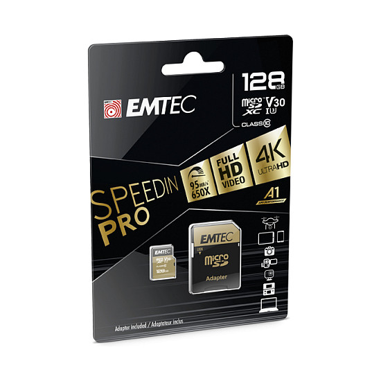 Emtec SpeedIN Pro 128GB MicroSDXC memorijska kartica U3 V30 A1 + SD adapter-1