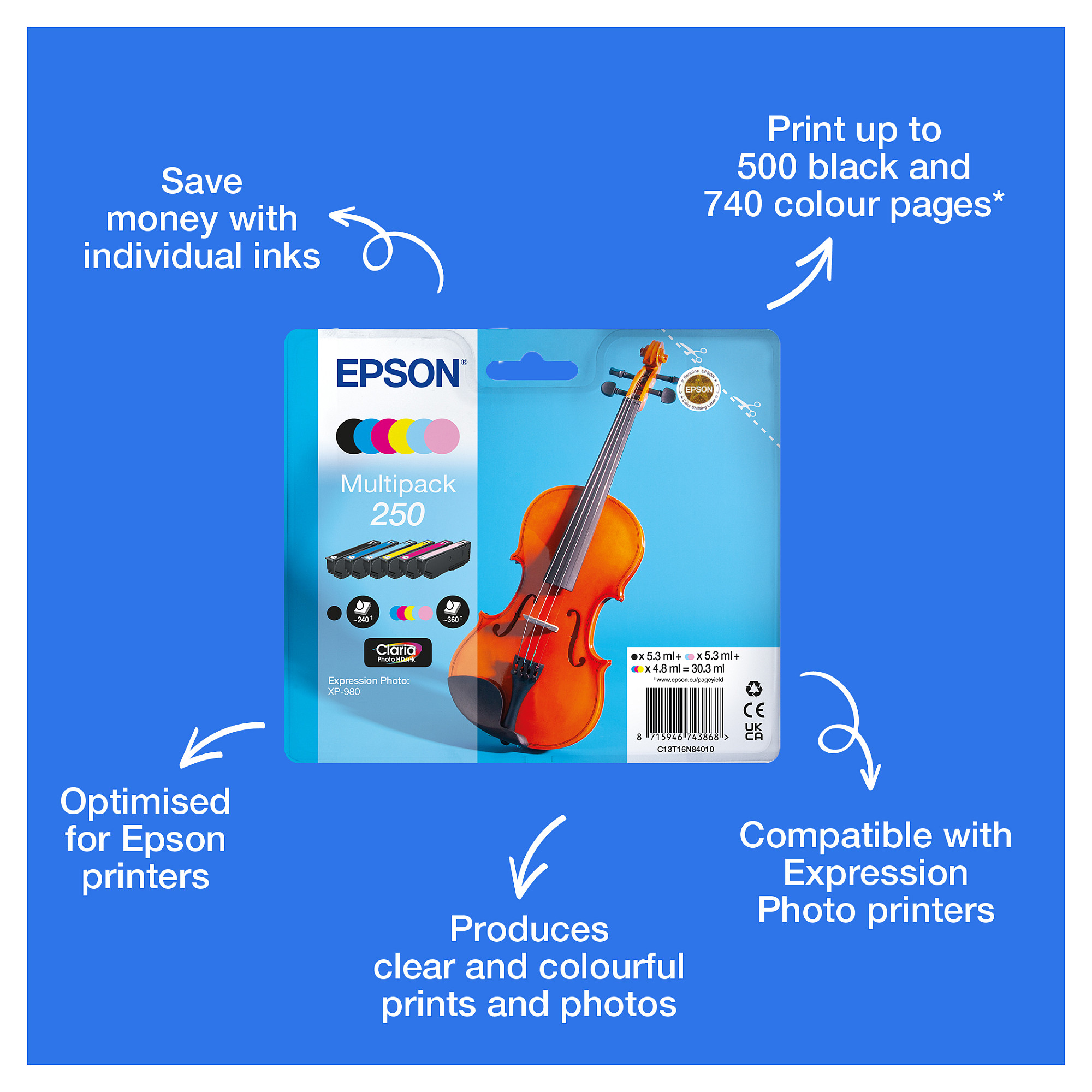 Tinta EPSON 250 Violin Multipack 6 boja (C13T16N84010)-1