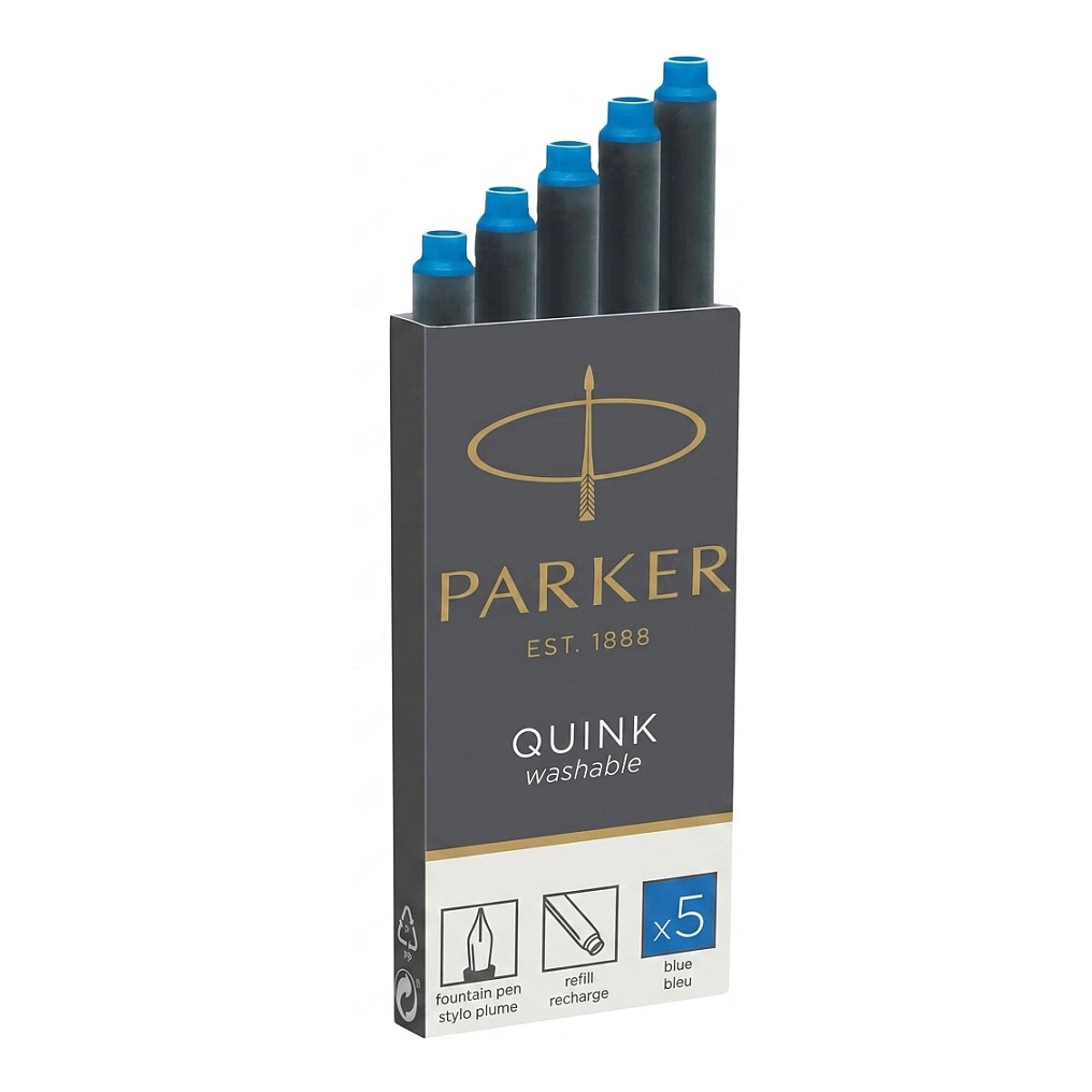Tinta za nalivpero PARKER Quink, patrone, plava boja, 5 komada-0
