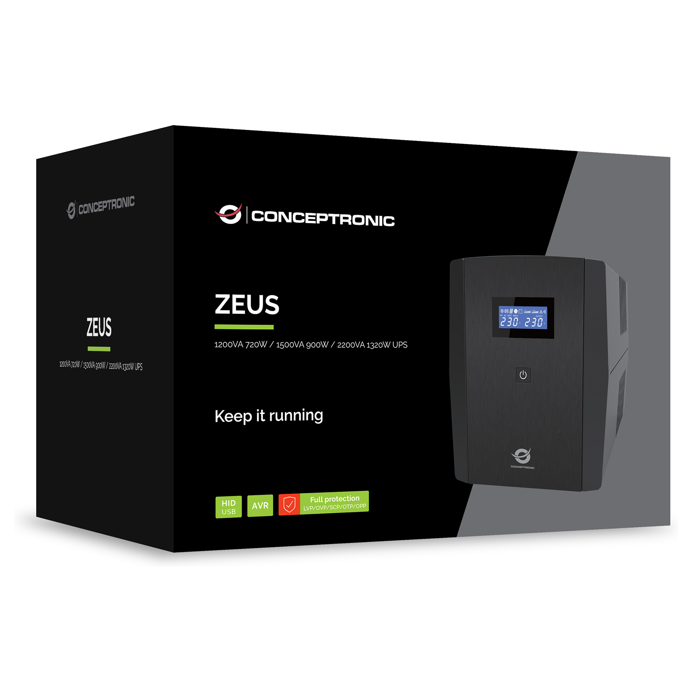Neprekidno napajanje (UPS) CONCEPTRONIC ZEUS 02X 1200VA (720W, 4x UK utičnice)-5
