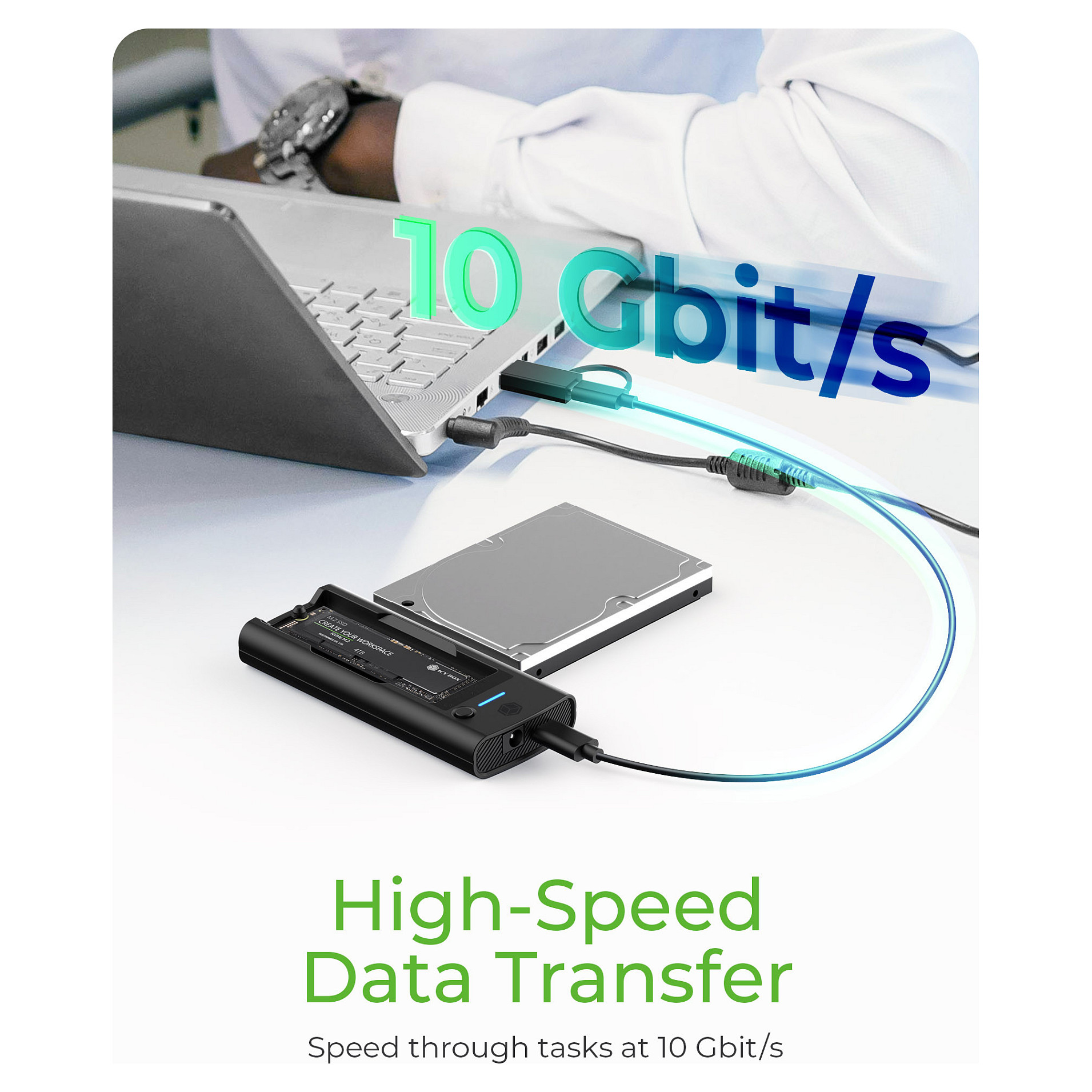 ICY BOX IB-180MS-C31 USB-C/USB-A 3.2 docking stanica za M.2 NVMe SSD i 3.5"/2.5" SATA HDD/SSD-1