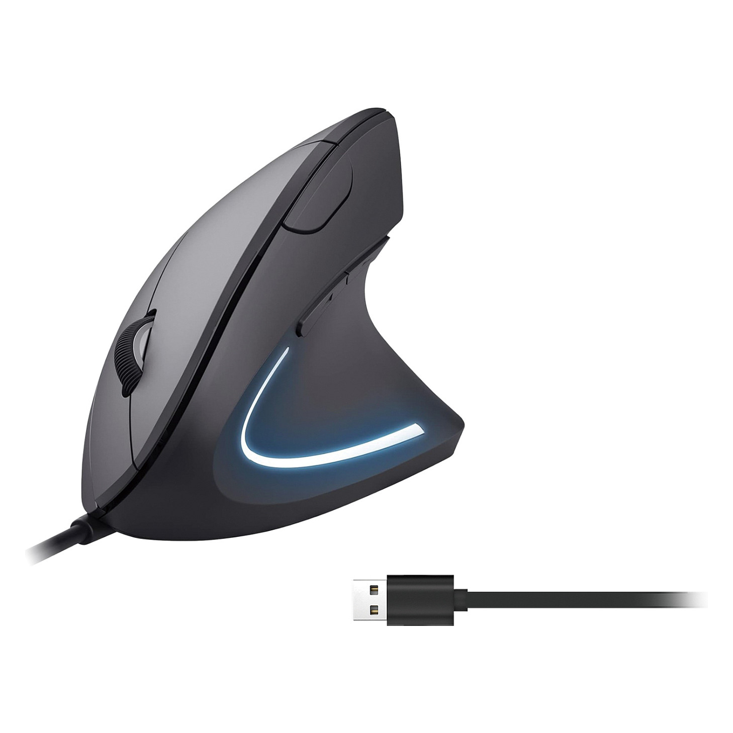 Miš EQUIP Ergonomic žičani za dešnjake, crna boja-0