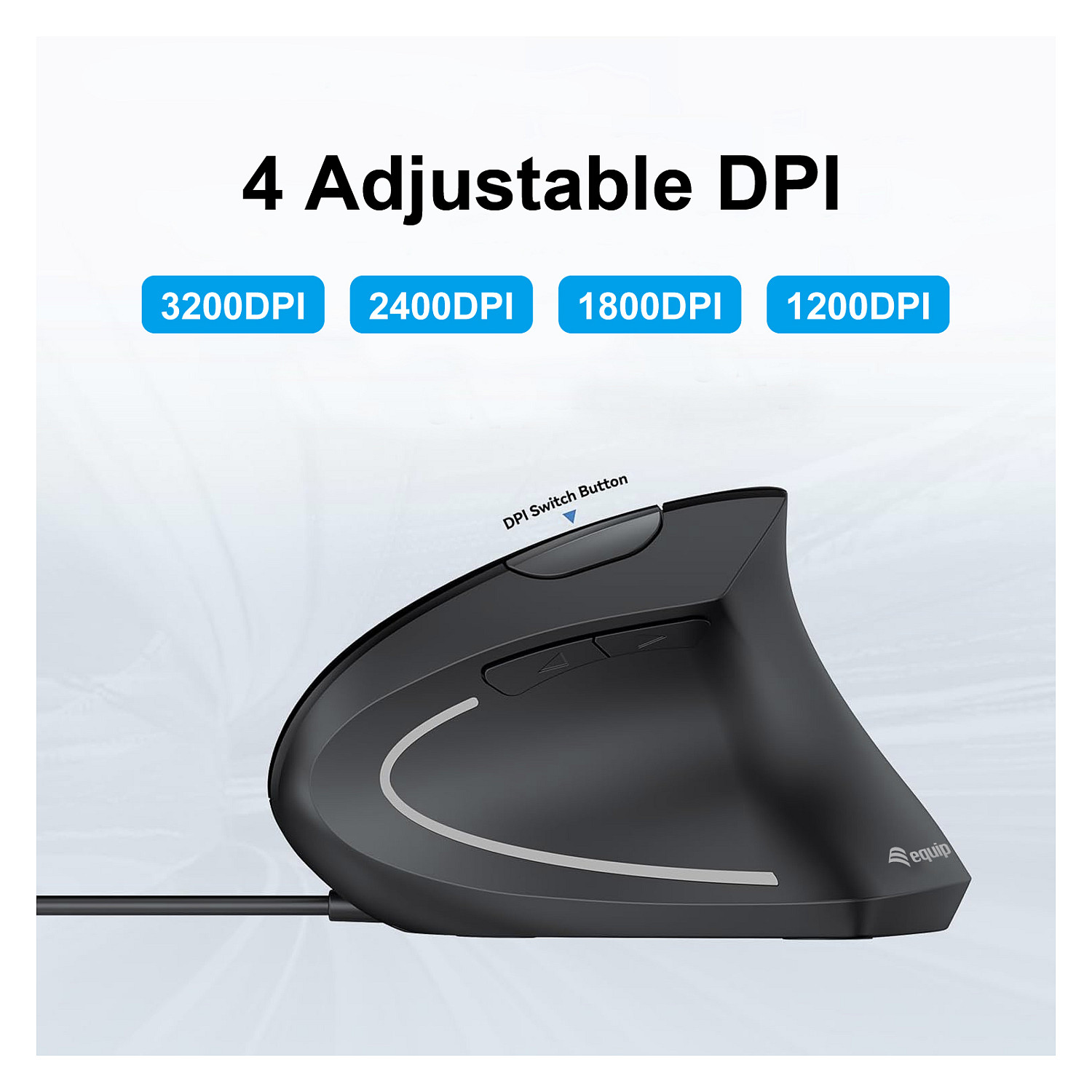 Miš EQUIP Ergonomic žičani za dešnjake, crna boja-5