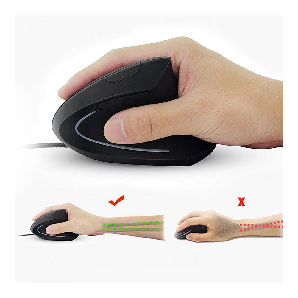 Miš EQUIP Ergonomic žičani za dešnjake, crna boja-6