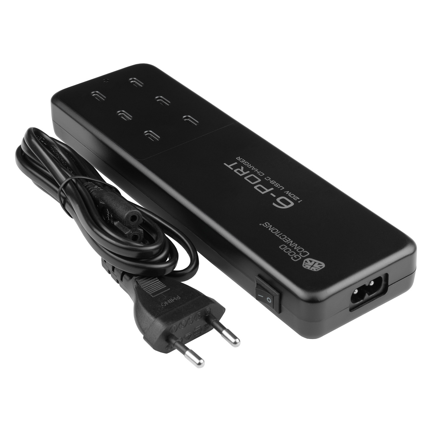 Stolni USB punjač GOOD CONNECTIONS 120W 6-portni (3x USB-C PD, 3x USB-A QC 4.0+) crna boja-2