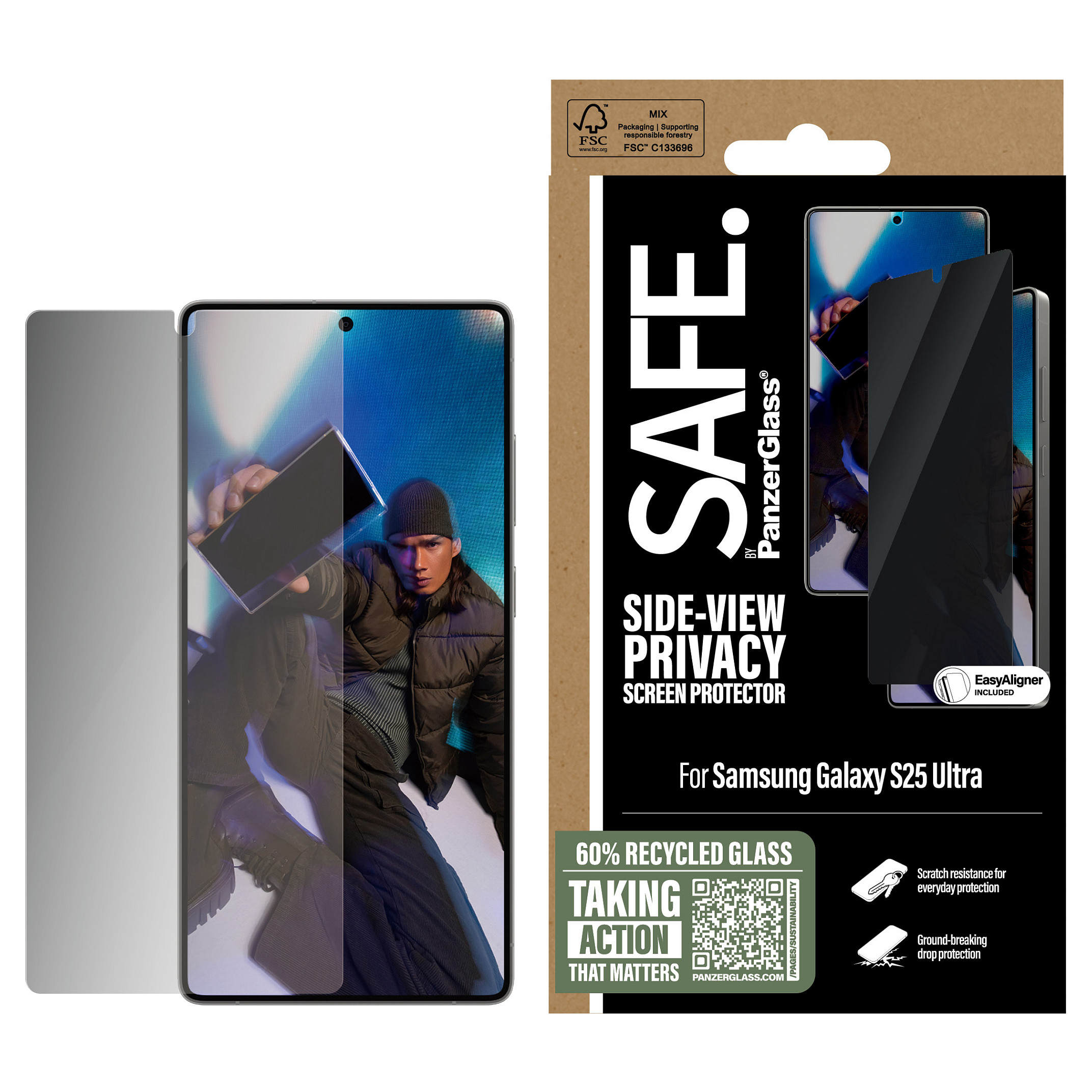 Zaštitno staklo PANZER GLASS SAFE. Privacy za Samsung Galaxy S25 Ultra-1