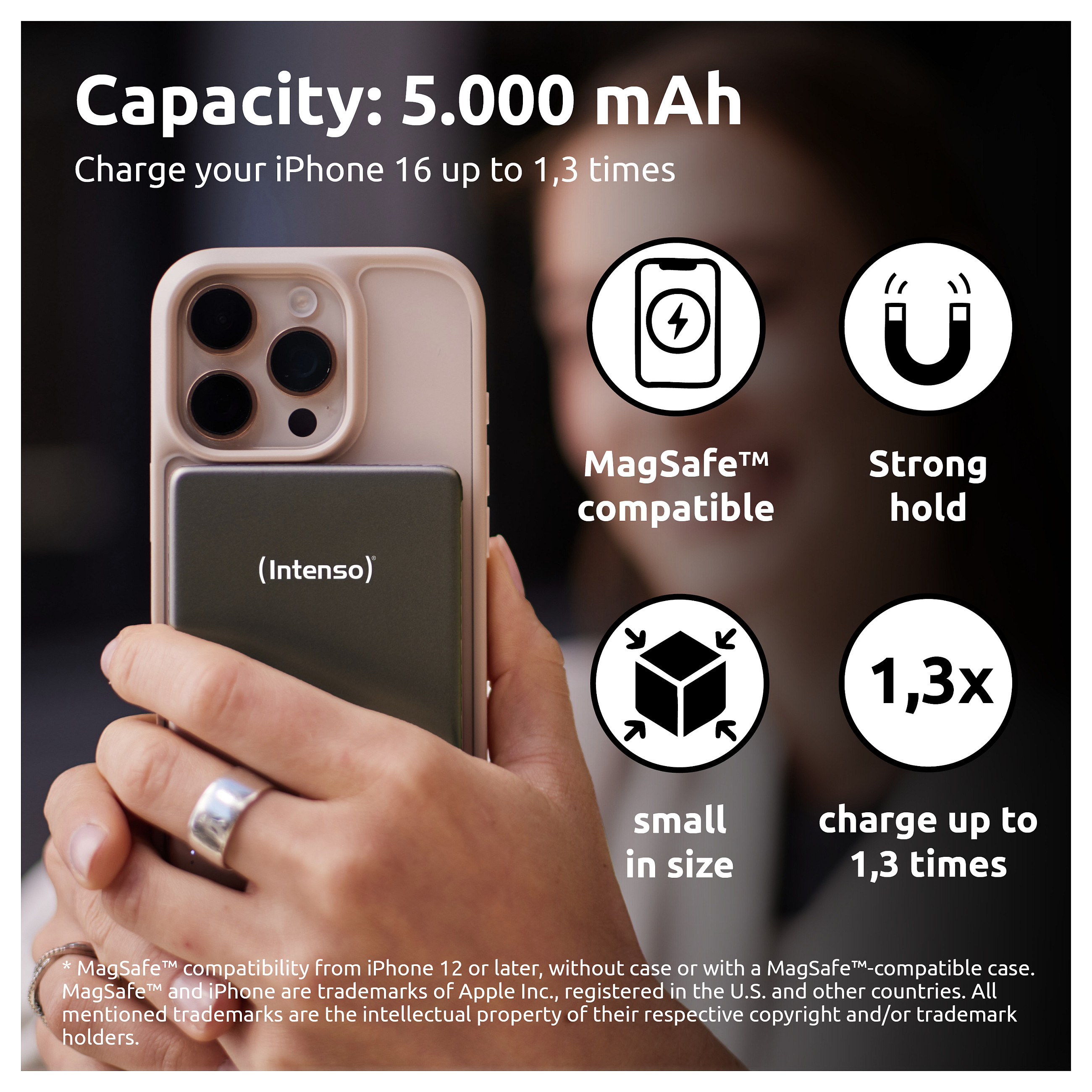 Prijenosna baterija INTENSO Magnetic Wireless MW5000 (5000 mAh) siva boja-12