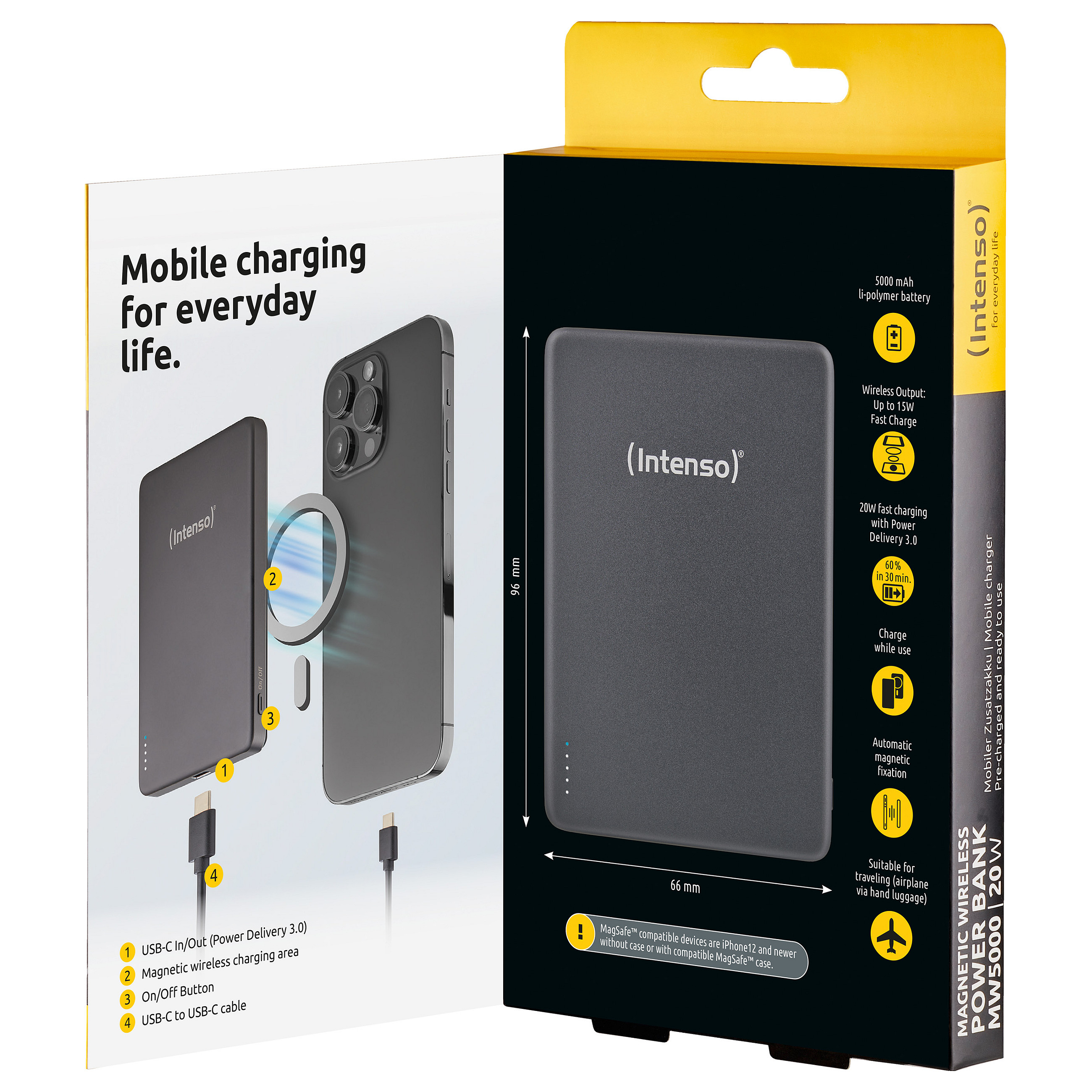 Prijenosna baterija INTENSO Magnetic Wireless MW5000 (5000 mAh) siva boja-21