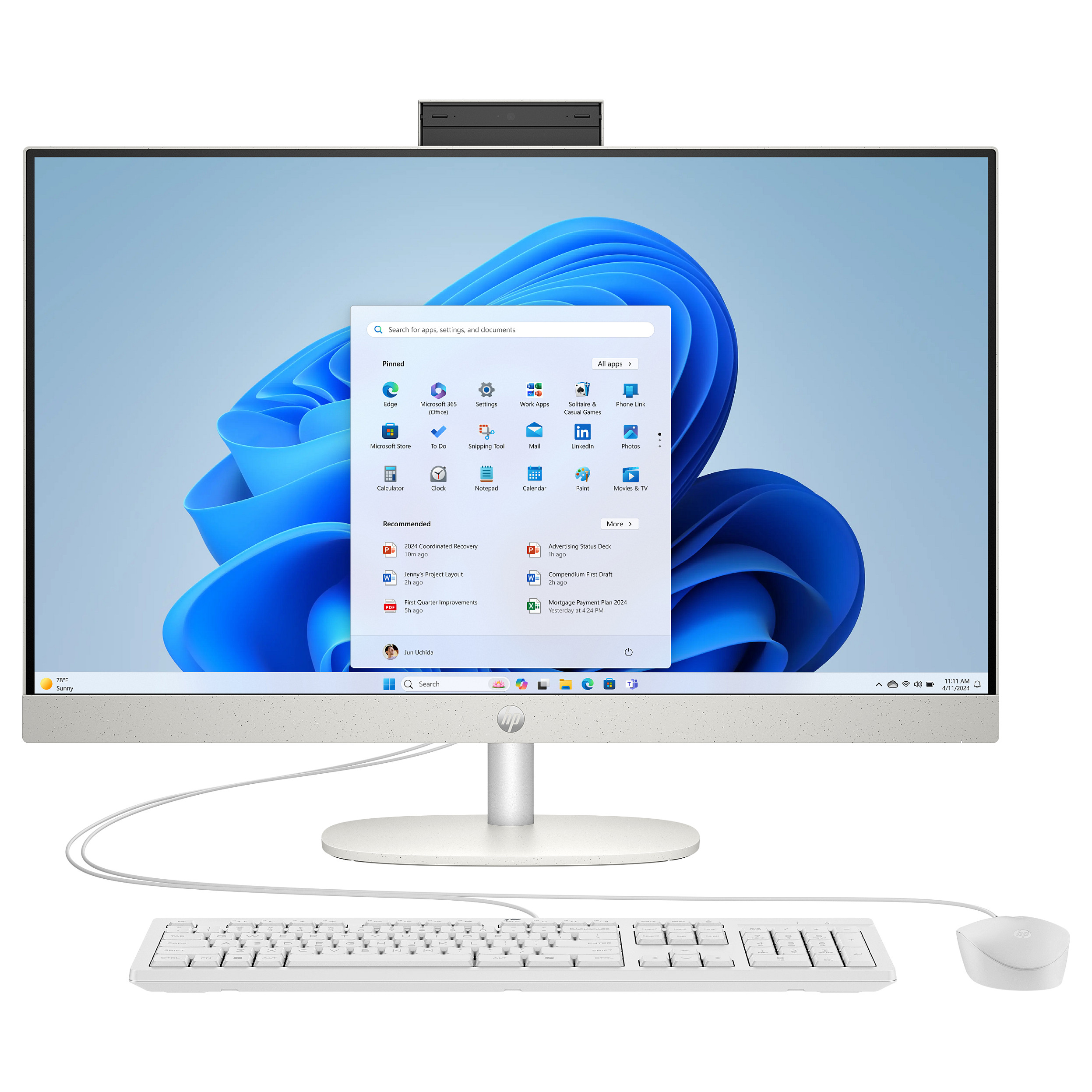 All-in-One računalo HP 27-cr2255ng (27", IPS, 1920 × 1080, Intel Core Ultra 5 225U, 16 GB, 512 GB SSD, Intel Graphics, Windows 11 Home, bežična non-HR tipkovnica, bijela)