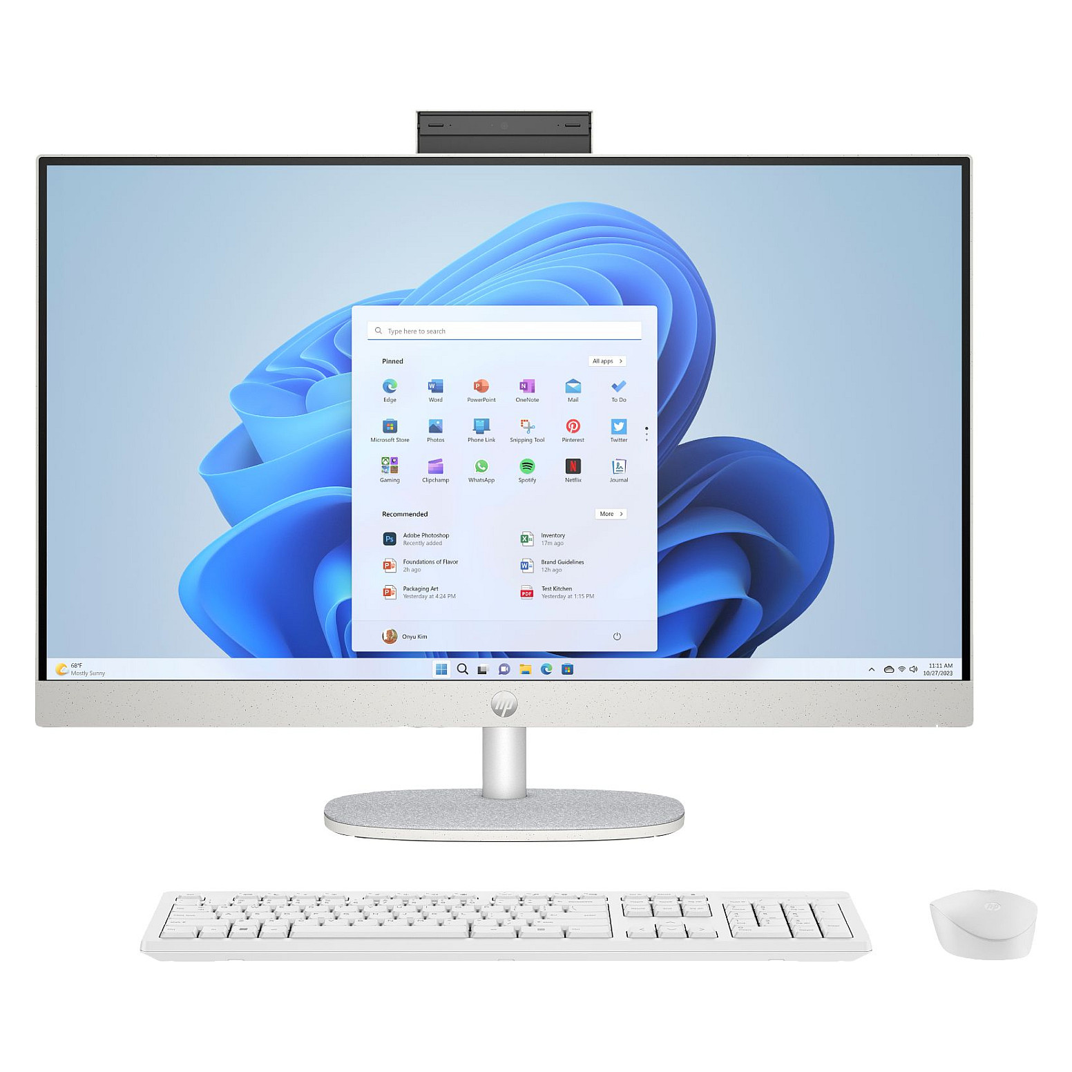 All-in-One računalo HP 27-cr0006ng (27", IPS, 1920 × 1080, Ryzen 7 7730U, 16 GB, 1 TB SSD, AMD Radeon Graphics, Windows 11 Home, bijela, non-HR tipkovnica)