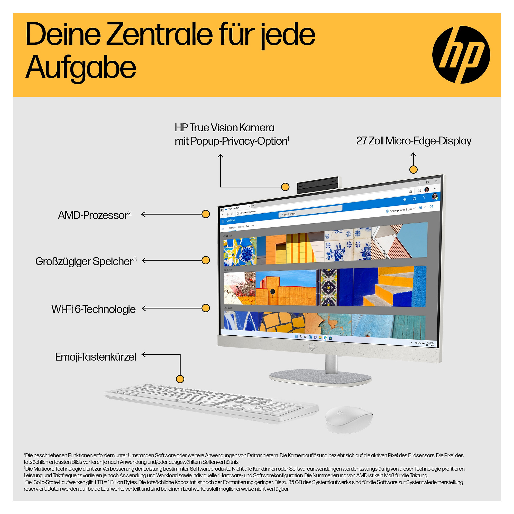 All-in-One računalo HP 27-cr0006ng (27", IPS, 1920 × 1080, Ryzen 7 7730U, 16 GB, 1 TB SSD, AMD Radeon Graphics, Windows 11 Home, bijela, non-HR tipkovnica)-14