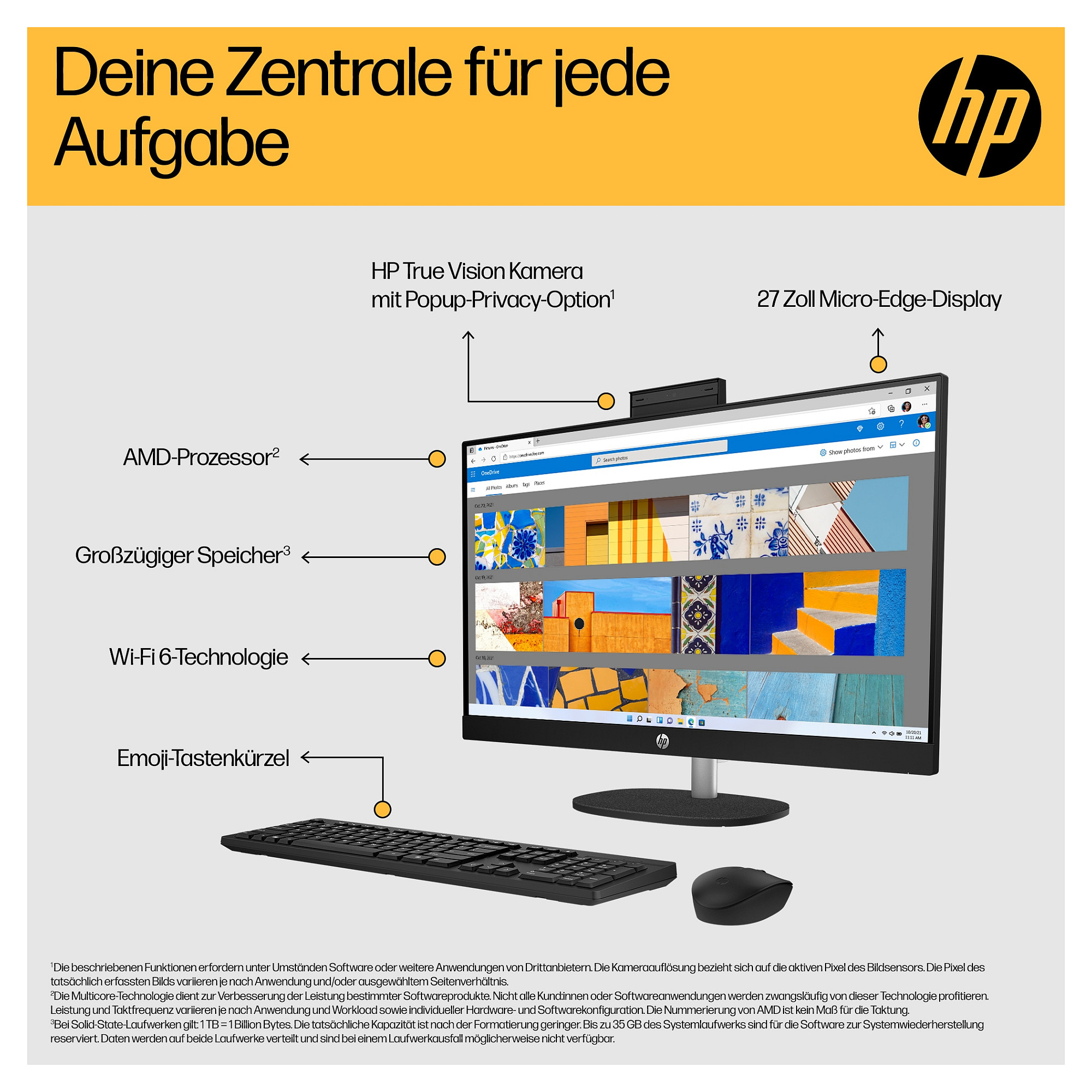 All-in-One računalo HP 27-cr0006ng (27", IPS, 1920 × 1080, Ryzen 7 7730U, 16 GB, 1 TB SSD, AMD Radeon Graphics, Windows 11 Home, bijela, non-HR tipkovnica)-15