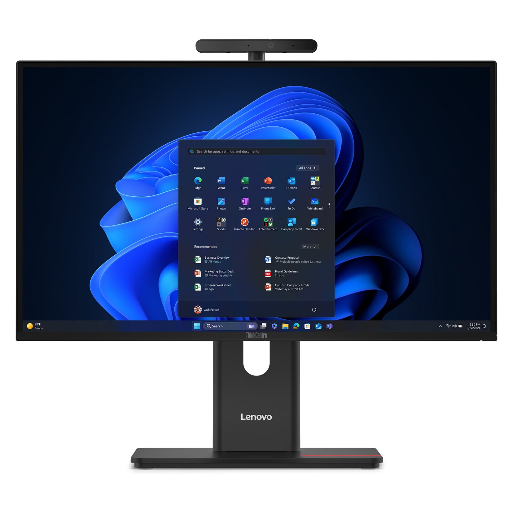 All-in-One računalo LENOVO ThinkCentre M90a Gen 6 (23,8", IPS, 1920 × 1080, Intel Core Ultra 7 265, 16 GB, 512 GB SSD, Intel Graphics, Windows 11 Pro, njemačka tipkovnica, crna)