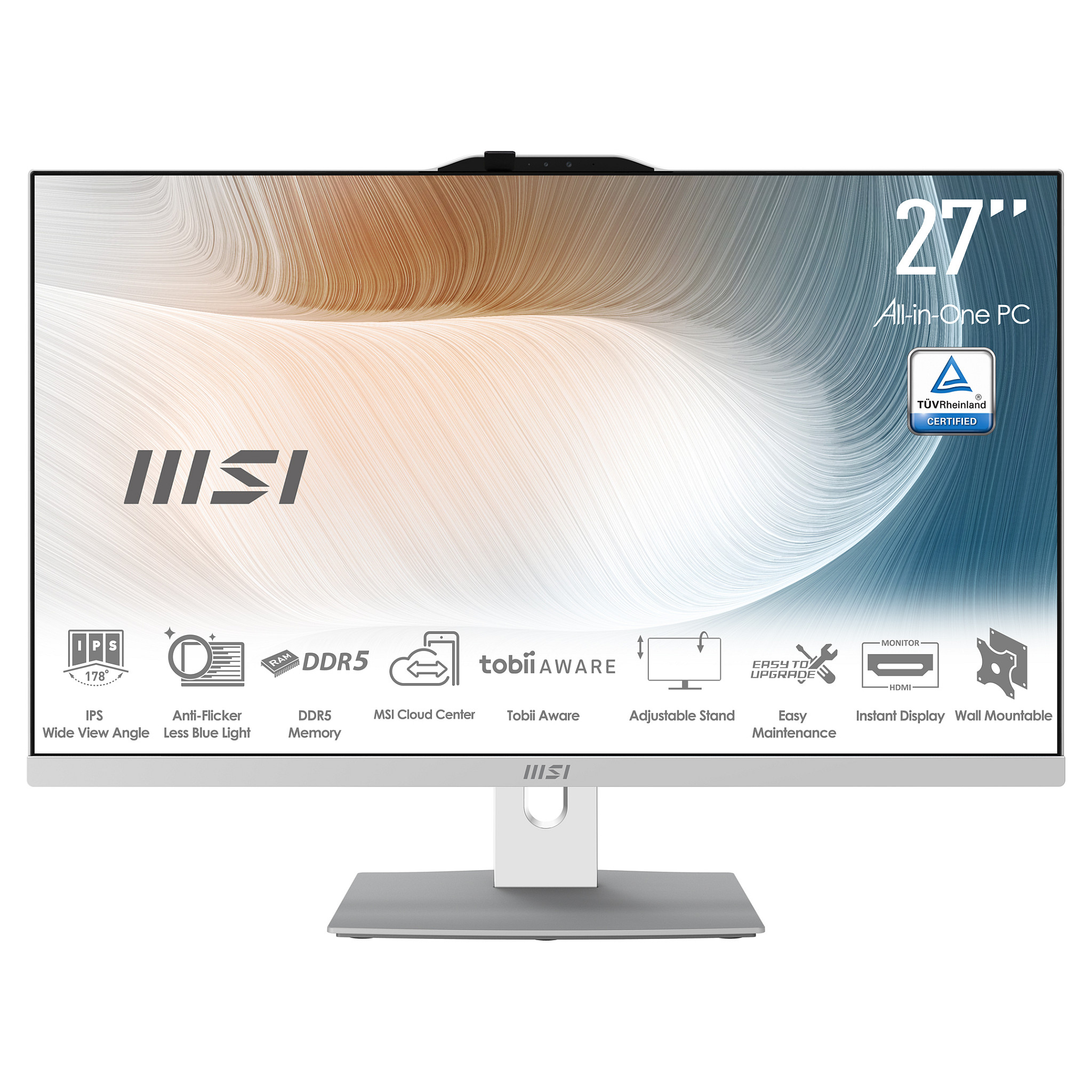 All-in-One računalo MSI Modern AM272P 1M-1289DE (27", IPS, 1920 × 1080, Intel Core 7 150U, 16 GB, 512 GB SSD, Intel Graphics, Windows 11 Home, bijela, non-HR tipkovnica)-1