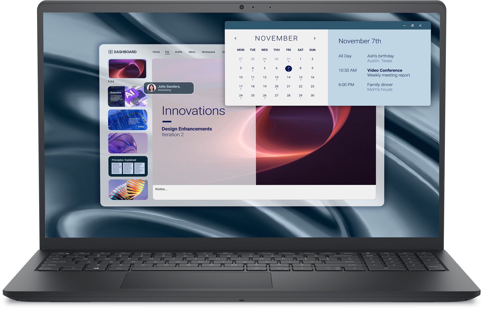 Laptop DELL PV15255 (15.6", Full HD, AMD Ryzen 3 7320U, 8GB, 512GB SSD, AMD Radeon 610M, Windows 11 Pro, Non-HR tipkovnica, Crna)-1