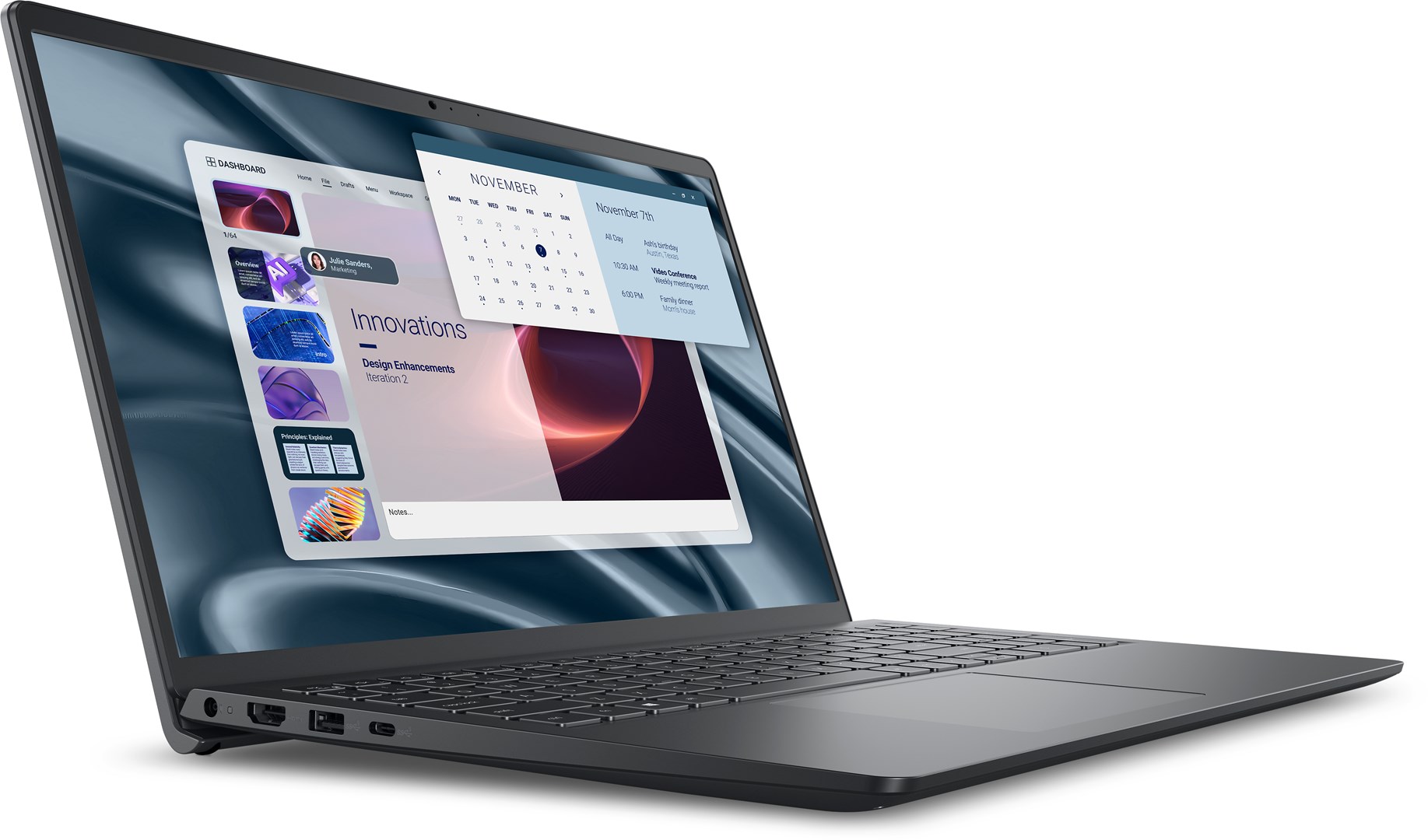 Laptop DELL PV15255 (15.6", Full HD, AMD Ryzen 3 7320U, 8GB, 512GB SSD, AMD Radeon 610M, Windows 11 Pro, Non-HR tipkovnica, Crna)-2