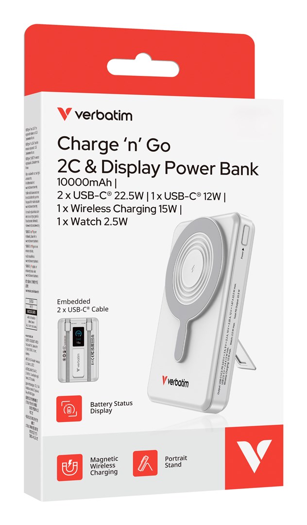 Verbatim Charge'n'Go 2C & Display Power Bank 10000 mAh Silver-3